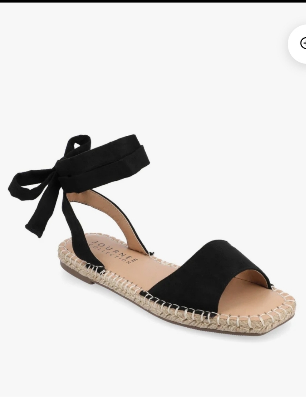 🖤 Journee Collection Black Ankle-Tie Espadrille Sandals with Jute Trim